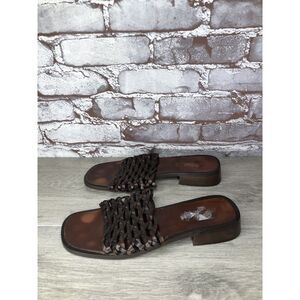 Sportsgirl Shoe Collection Brown Leather Woven Heel Sandals Women Sz 39EU/8.5M